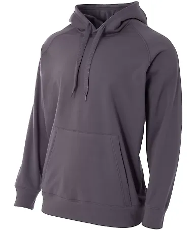 NB4237 A4 Drop Ship Youth Solid Tech Fleece Hoodie GRAPHITE front view