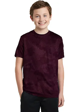 YST370 Sport-Tek® Youth CamoHex Tee Maroon front view
