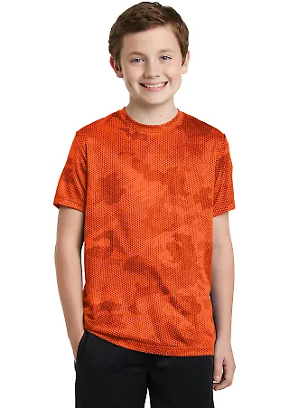 YST370 Sport-Tek® Youth CamoHex Tee Neon Orange front view