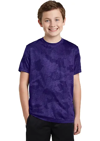YST370 Sport-Tek® Youth CamoHex Tee Purple front view