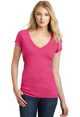 DT6502 District Juniors Very Important Tee Deep V in Hthrd watermln front view