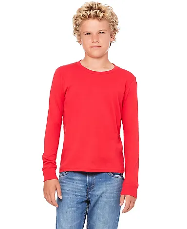 BELLA+CANVAS 3501Y Youth Long-Sleeve T-Shirt RED front view