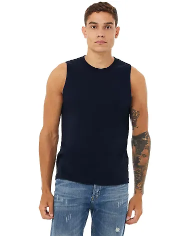 BELLA+CANVAS 3483 Mens Jersey Muscle Tank in Navy front view