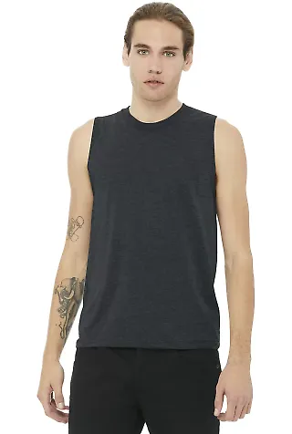 BELLA+CANVAS 3483 Mens Jersey Muscle Tank in Dark gry heather front view