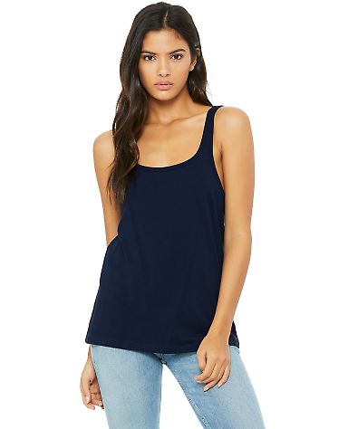 BELLA 6488 Womens Loose Tank Top NAVY front view