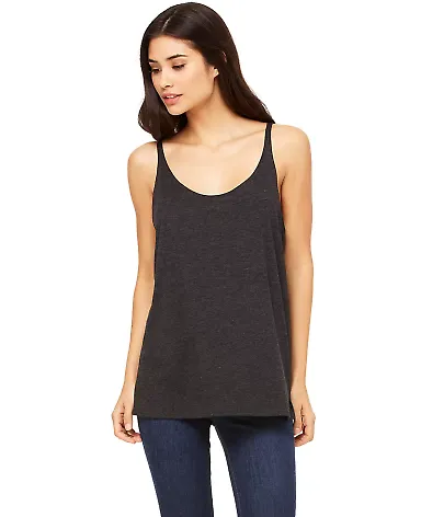 BELLA 8838 Womens Flowy Tank Top in Char blk triblnd front view