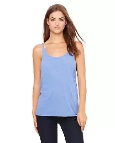 BELLA 8838 Womens Flowy Tank Top in Blue triblend front view
