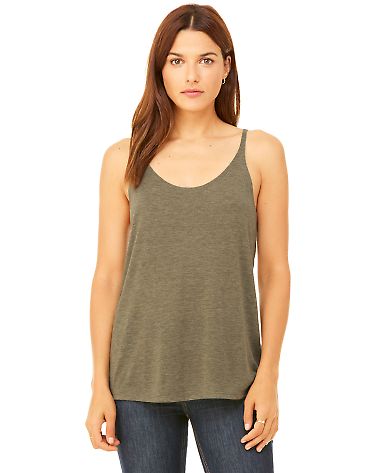 BELLA 8838 Womens Flowy Tank Top HEATHER OLIVE front view