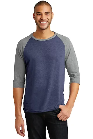 A6755 Anvil Adult Tri-Blend 3/4-Sleeve Raglan Tee  in Hth bl/ tr h gry front view
