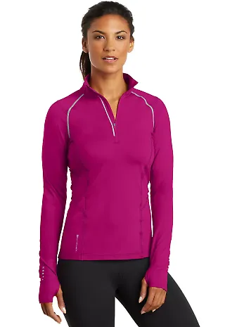 LOE335 OGIO® ENDURANCE Ladies Nexus 1/4-Zip Pullo Flush Pink front view