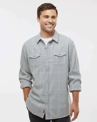 Burnside B8210 Yarn-Dyed Long Sleeve Flannel Grey/ White front view