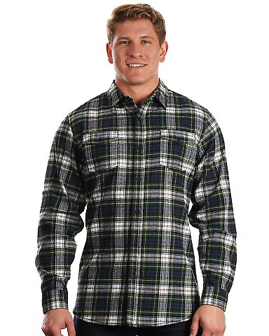 Burnside B8210 Yarn-Dyed Long Sleeve Flannel Navy/ Green front view