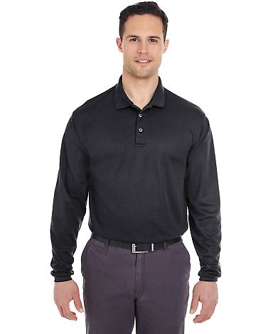 8210LS UltraClub® Adult Cool & Dry Long-Sleeve Me in Black front view
