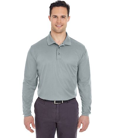 8210LS UltraClub® Adult Cool & Dry Long-Sleeve Me in Silver front view