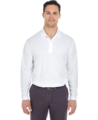 8210LS UltraClub® Adult Cool & Dry Long-Sleeve Me in White front view