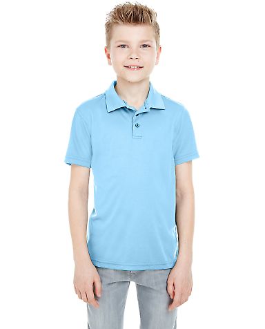 8210Y UltraClub® Youth Cool & Dry Mesh Piqué Pol in Columbia blue front view