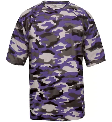 2181 Badger - Youth Camo Short Sleeve T-Shirt Purple front view
