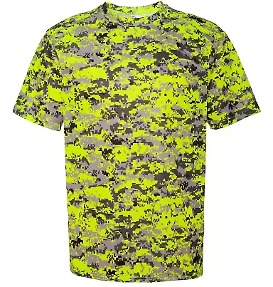 4180 Badger - B-Core Digital Camo T-Shirt Safety Yellow Digital front view