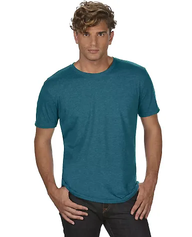 Anvil 6750 by Gildan Tri-Blend T-Shirt in Hth galap blue front view