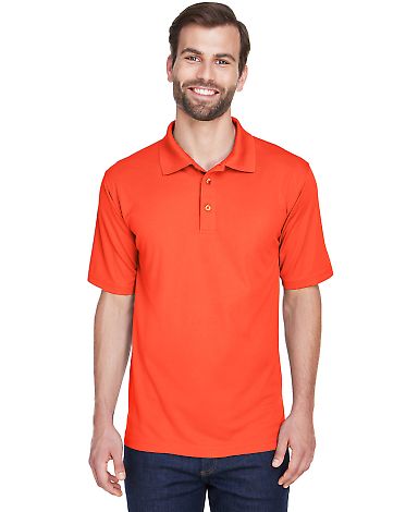 8210 UltraClub® Men's Cool & Dry Mesh Piqué Polo in Orange front view