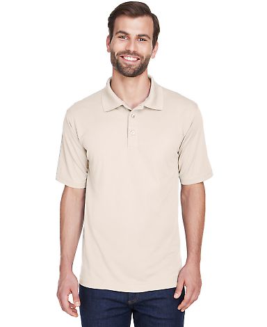 8210 UltraClub® Men's Cool & Dry Mesh Piqué Polo in Stone front view