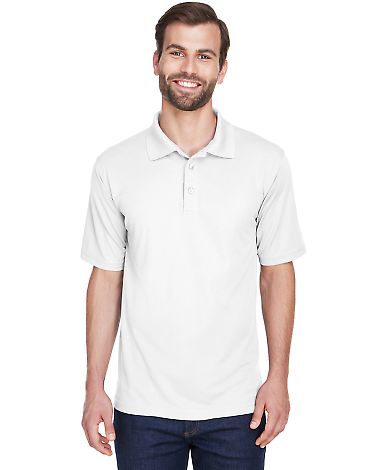 8210 UltraClub® Men's Cool & Dry Mesh Piqué Polo in White front view