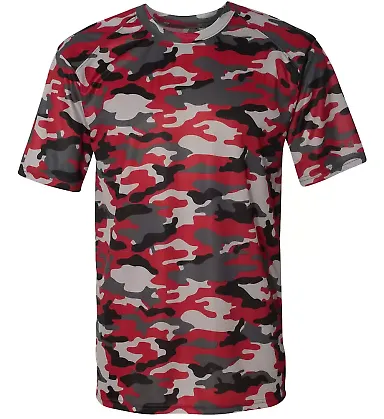 4181 Badger  Camo Short Sleeve T-Shirt Red front view