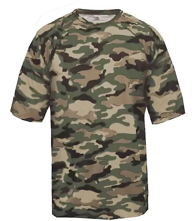4181 Badger  Camo Short Sleeve T-Shirt OD Green front view