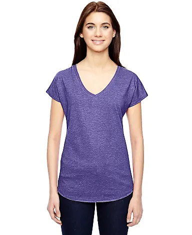 6750VL Anvil - Ladies' Triblend V-Neck T-Shirt  in Heather purple front view