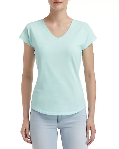 6750VL Anvil - Ladies' Triblend V-Neck T-Shirt  in Teal ice front view