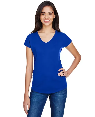 6750VL Anvil - Ladies' Triblend V-Neck T-Shirt  in Atlantic blue front view
