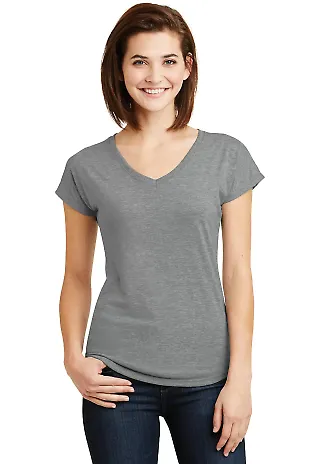 6750VL Anvil - Ladies' Triblend V-Neck T-Shirt  in Heather grey front view