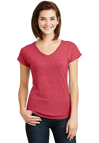 6750VL Anvil - Ladies' Triblend V-Neck T-Shirt  in Heather red front view