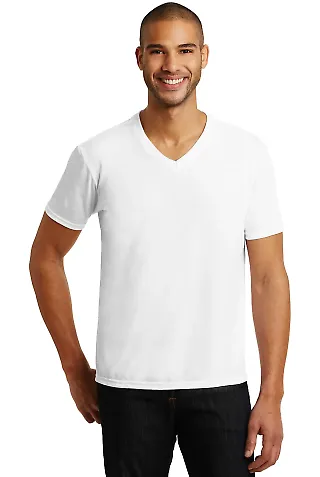 6752 Anvil  Triblend V-Neck T-Shirt in White front view