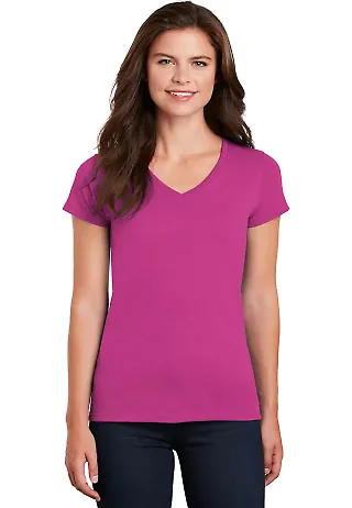 5V00L Gildan Heavy Cotton™ Ladies' V-Neck T-Shir in Heliconia front view