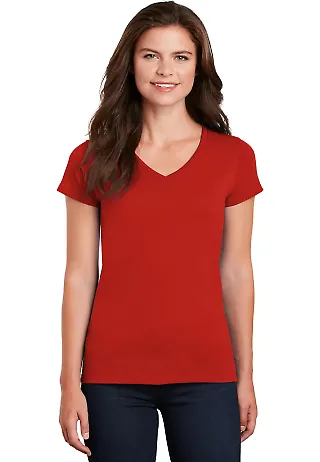 5V00L Gildan Heavy Cotton™ Ladies' V-Neck T-Shir in Red front view