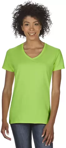 5V00L Gildan Heavy Cotton™ Ladies' V-Neck T-Shir in Lime front view