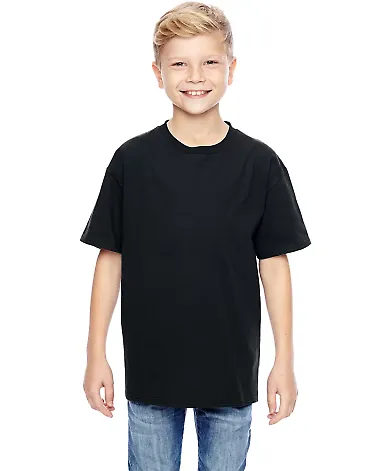 498Y Hanes Youth Perfect-T T-Shirt Black front view