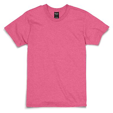 4980 Hanes 4.5 ounce Ring-Spun T-shirt Wow Pink Heather front view