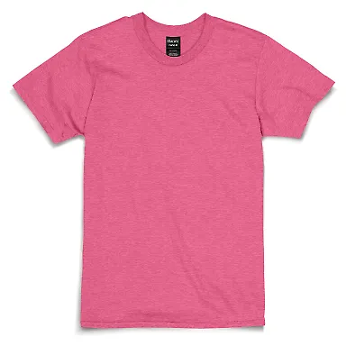 Hanes 4980 Ring-Spun T-shirt Wow Pink Heather front view