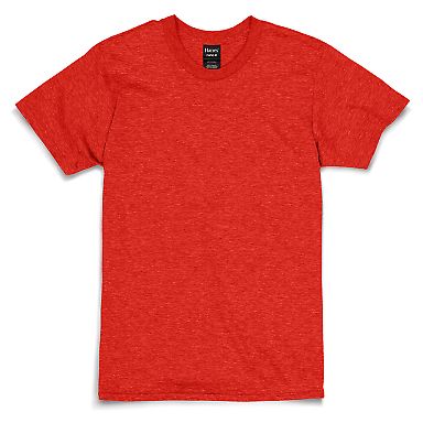 4980 Hanes 4.5 ounce Ring-Spun T-shirt Poppy Red Heather front view
