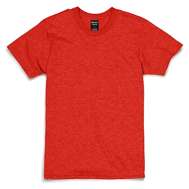 Hanes 4980 Ring-Spun T-shirt Poppy Red Heather front view