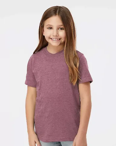 0235TC Tultex Youth Fine Jersey Tee in Heather cassis front view