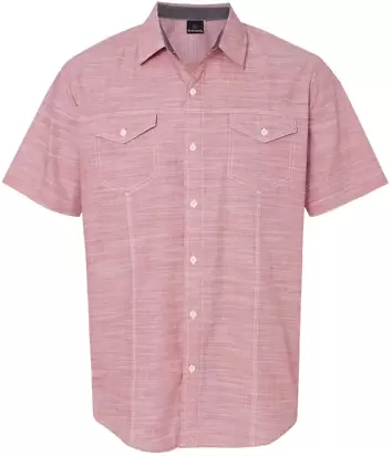 B9247 Burnside - Textured Solid Short Sleeve Shirt Red front view