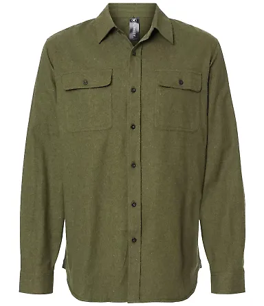 B8200 Burnside - Solid Long Sleeve Flannel Shirt  Army front view