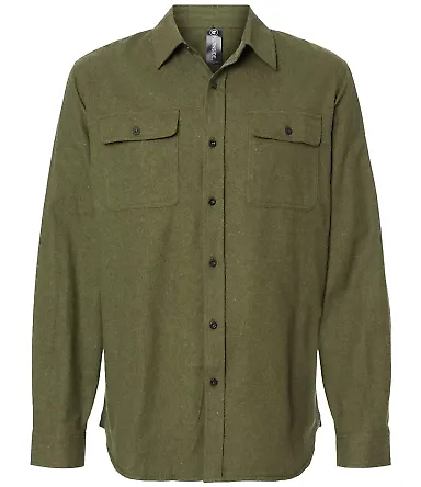 B8200 Burnside - Solid Long Sleeve Flannel Shirt Army front view