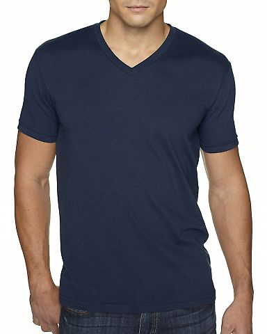 Next Level 6440 Premium Sueded V Neck T Shirts in Midnight navy front view