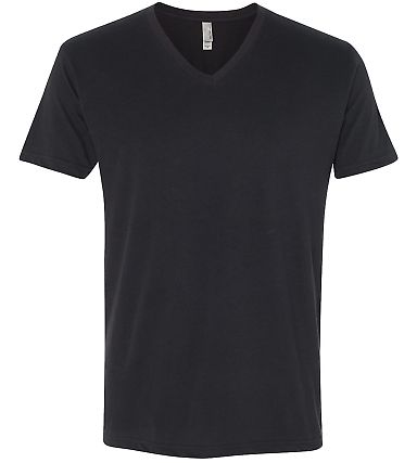 Next Level 6440 Premium Sueded V Neck T Shirts in Black front view