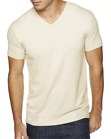 Next Level 6440 Premium Sueded V-Neck T-shirt in Natural front view