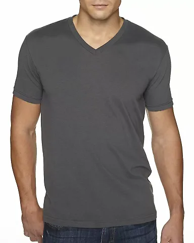 Next Level 6440 Premium Sueded V-Neck T-shirt in Heavy metal front view